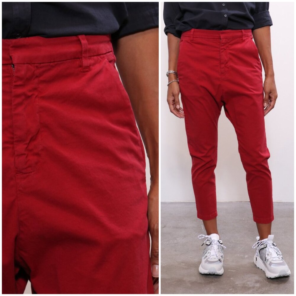 Nili Lotan Paris Dropped Crotch Pants in Red size 4 Slouchy Harem Minimalist - Picture 4 of 14